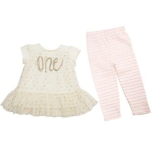 Mud Pie First Birthday One Shirt and Legging Sparkle Set Size 12-18 months